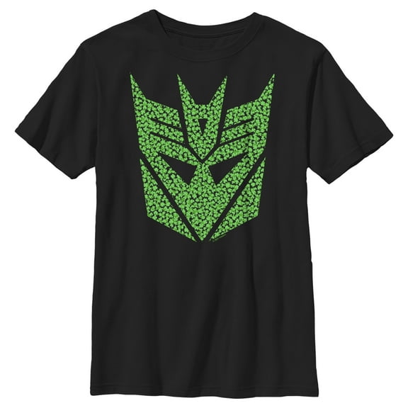 Boy's Transformers St. Patrick's Day Cloverfield Decepticon Logo Graphic Tee Black X Large