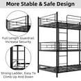 thumbnail image 3 of Twin Over Twin Over Twin Triple Bunk Bed Frame, Heavy Duty Detachable Bunk Beds for 3, Metal 3 Bunk Beds with 2 Ladder & Guardrail for Teens Adults (Black), 3 of 7