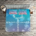 thumbnail image 2 of Anchor Coverlet Set King Size, Starry Fairy Anchor with Bubbles on Abstract Blurry Scenery Marine Element Artprint, Quilted 3 Piece Decor Bedspread Set with 2 Pillow Shams, Pink Blue, by Ambesonne, 2 of 2