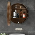 thumbnail image 2 of Bathroom Wall Storage Cabinet, Round Mirror Medicine Cabinet (Walnut), 2 of 9