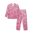 thumbnail image 1 of Fotbe Pink Glitter Pijama de Hombre con Estampado de Manga Larga, Conjunto de 2 Piezas, Ropa de Dormir Suave y Cómoda con Bolsillos-Small, 1 of 7