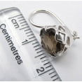 thumbnail image 3 of SilverStarJewel 0925 Silver Brown Smoky Quartz Gemstone Handmade Cage Setting Earrings 0.7", 3 of 3
