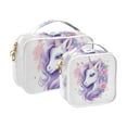 thumbnail image 2 of Unicorn Head Flowers Hair Clear Cosmetic Bags with Handles PVC Toiletry Bags Zipper Waterproof Portable for Traveling 2 Pcs, 2 of 7