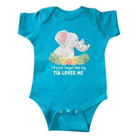 

Inktastic I ll Never Forget That My Tia Loves Me with Cute Elephants Gift Baby Boy or Baby Girl Bodysuit