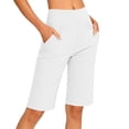 thumbnail image 2 of SwiftWear Women's Yoga Shorts High Waisted Knee Length Pockets Solid Color Soft Stretch Workout Running Athletic Shorts, 2 of 9