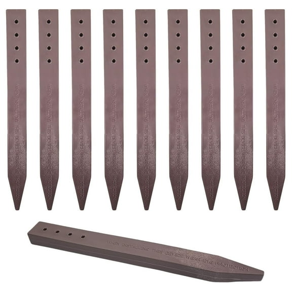 (10-Pack) Heavy Duty, Brown Landscape Lawn & Garden Border Edging Stakes - Easy Install Terrace & Bender Board (10)
