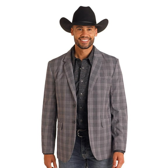 Rock and Roll Denim Mens Rock n Roll   Plaid Sports Coat 42 REG Indigo