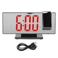 thumbnail image 1 of Reloj despertador digital con proyección, carga USB, atenuación automática, pantalla LED de espejo, reloj electrónico para dormitorio, carcasa negra, luz roja., 1 of 14