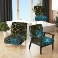 thumbnail image 2 of Designart "Yellow Cubes Over Blue Cosmic Background" Upholstered Modern Accent Chair - Arm Chair, 2 of 5