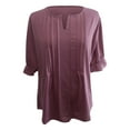 thumbnail image 4 of Bovemsi Womens Puff Half Sleeve Summer Tunic Tops Casual Chest Pleated Shirts Work Blouse for Women, Brown Women's Summer Short Sleeve T-Shirts, M, 4 of 5