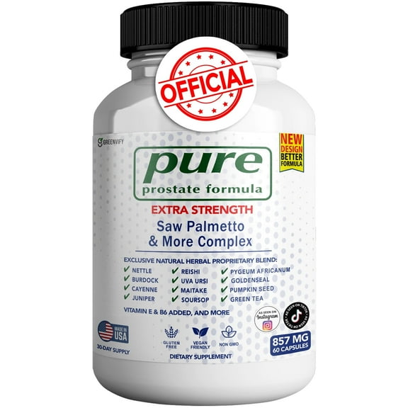 Pure Prostate Formula Men’s Herbal Supplement with Saw Palmetto Pumpkin Seed Zinc & Beta-Sitosterol, 60 Count