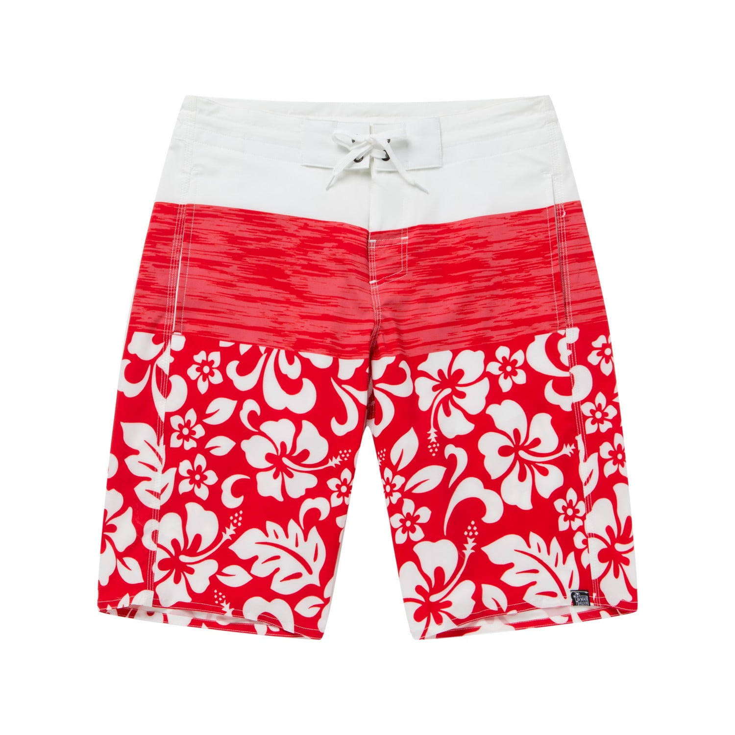 Hawaii Hangover Mens Swim Trunk in All Over Floral Print in Red