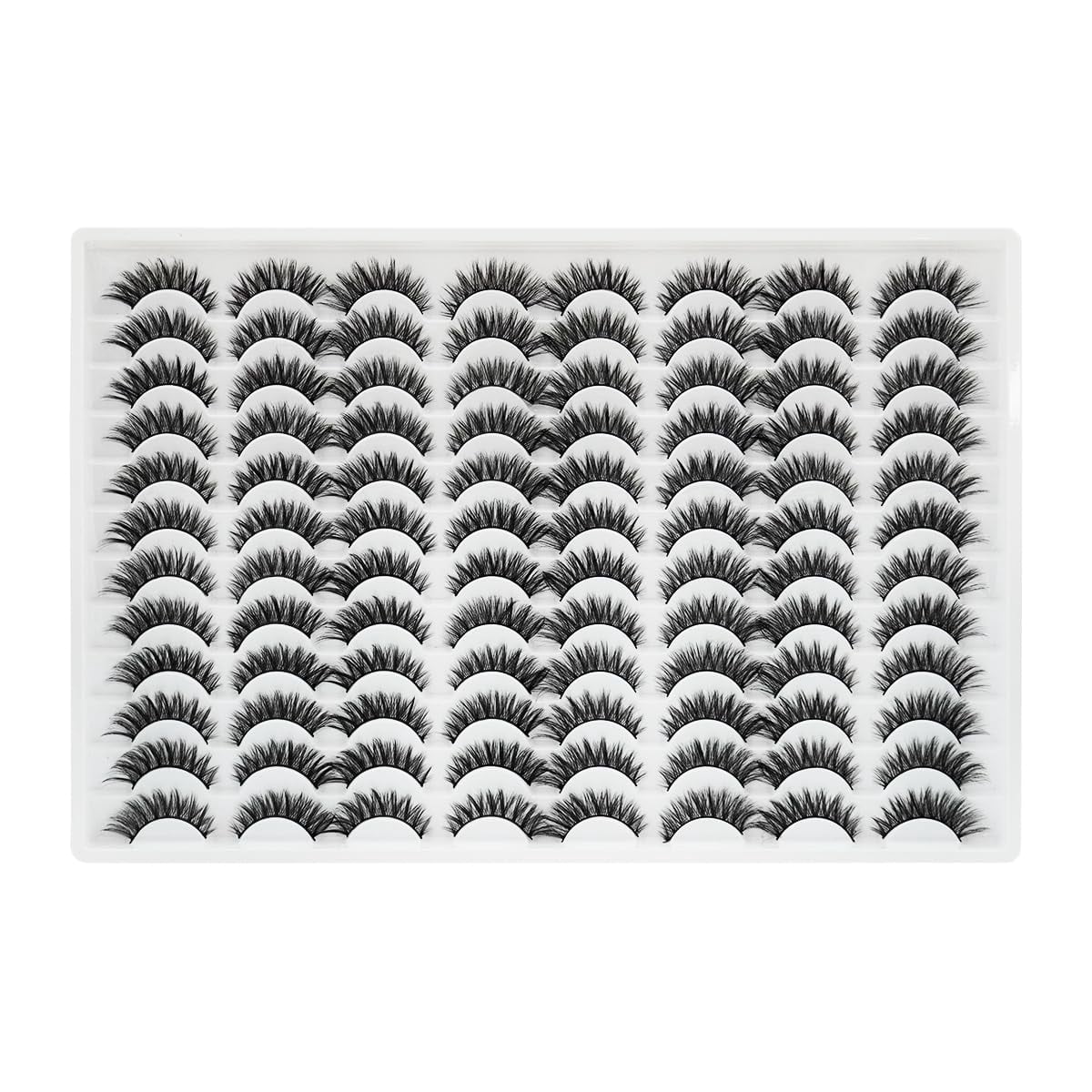 False Eyelashes 48 Pairs Faux Mink Lashes 14mm Wispy Lashes 3D Fluffy Cat Eye Lashes Pack Bulk Wholesale Strip Lashes