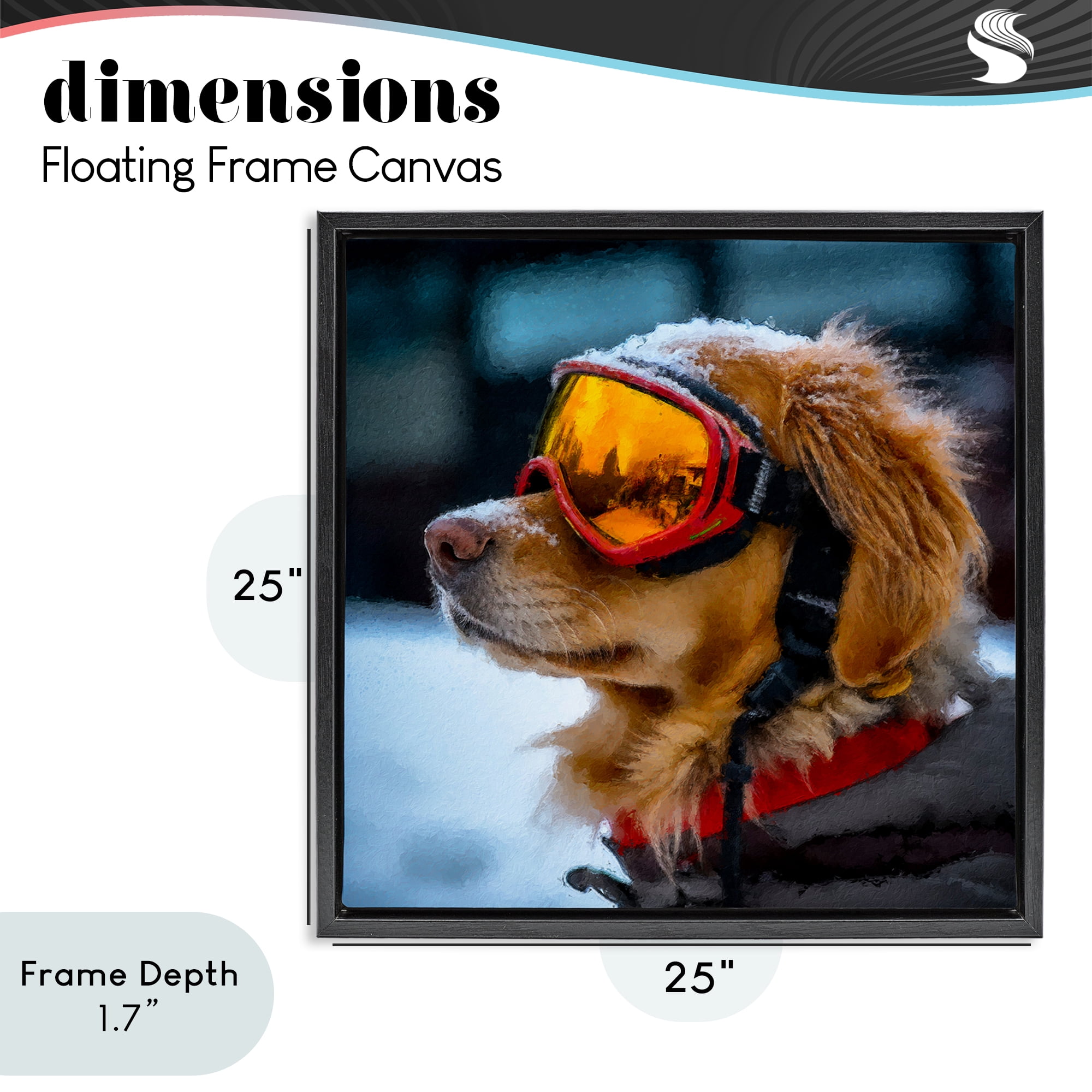Stupell Industries Ski Goggles Dog Black Framed Floater Canvas Wall Art, design by Sean Parnell
