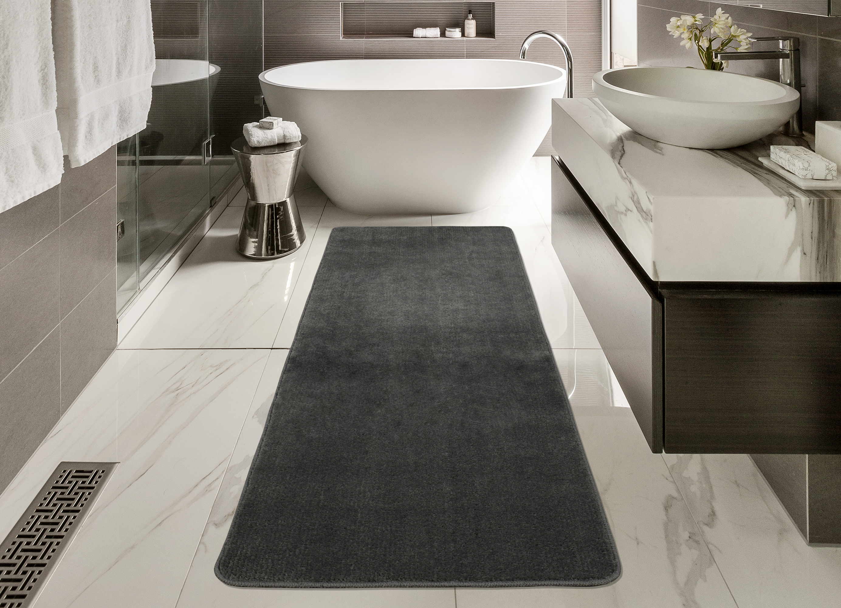 Ottomanson Softy Collection Color Solid NonSlip Rubber Back Kitchen