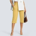 thumbnail image 2 of Yubnlvae Women's High-Waist Crop Work Pants for Summer Casual & Yoga Fashionable Elastic Waist Slacks with Side Slits for Women (Yellow | XXL), 2 of 6