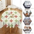 thumbnail image 3 of Red Green Stars Tablecloth, Mid Century Abstract Geometric 1950s Christmas Stars Diamonds Table Cloth Cover for Dining Room Kitchen Decoration Round(60x60in), 3 of 6