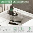 thumbnail image 4 of VanAcc 23.6" Nightstand High Gloss End Table with Glass Tabletop, Modern Bedside Table with Charging Station, 2 Drawers for Bedroom, White, 4 of 9