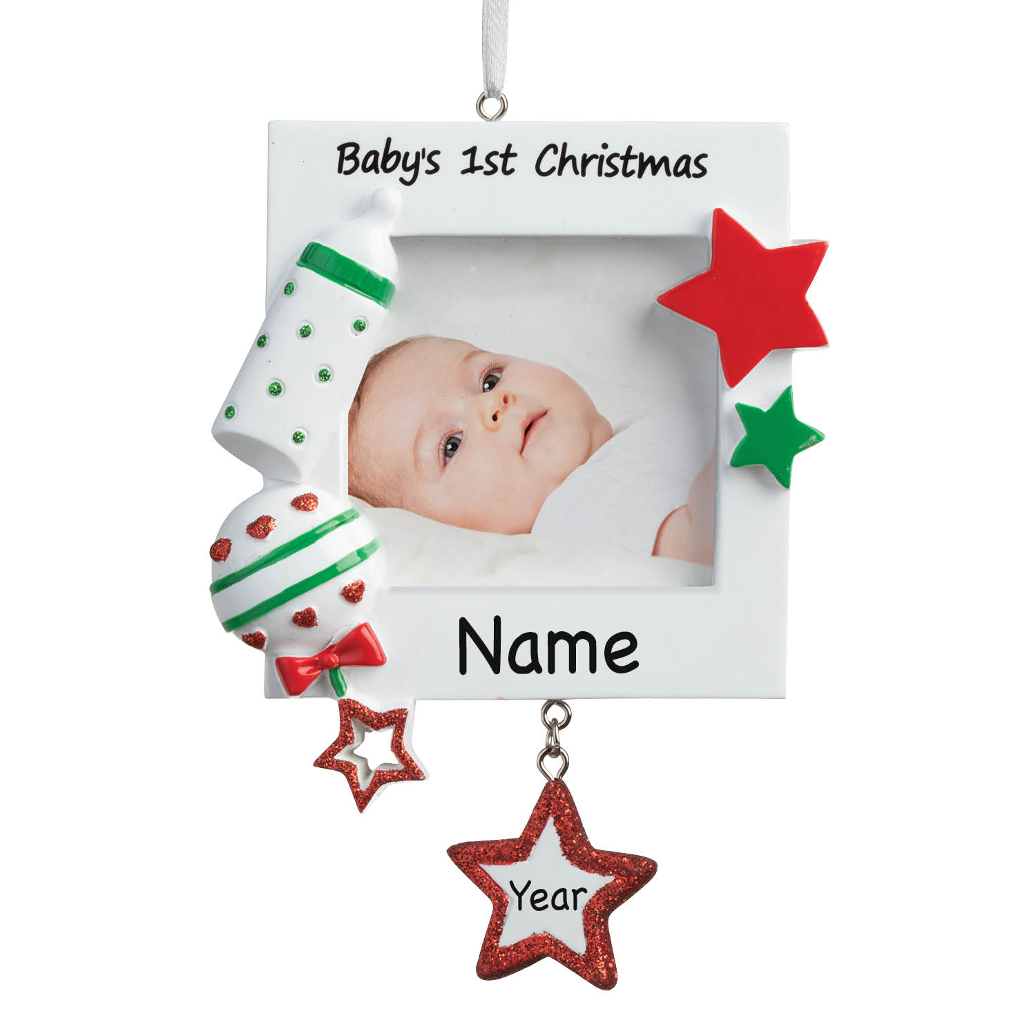 Personalized 1st Christmas Red & Green Frame Christmas Tree Ornament