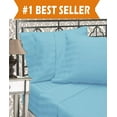 thumbnail image 2 of 1500 Series 6-Piece DAMASK STRIPE Bed Sheet Set, Full Aqua Blue, 2 of 2