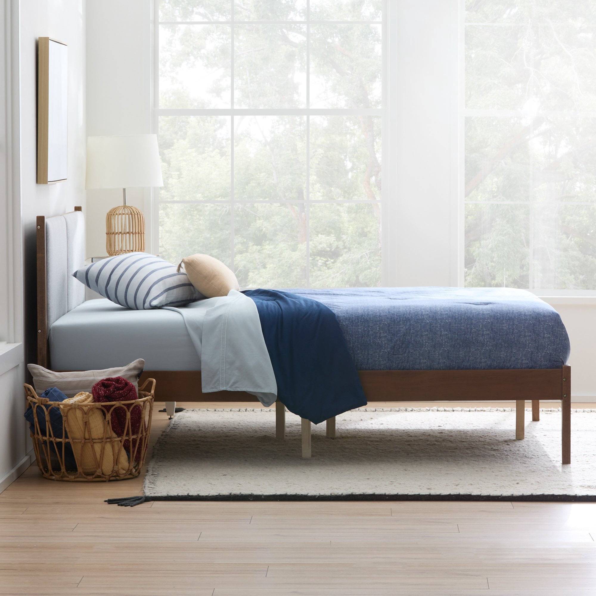 Rest Haven Upholstered Wood Platform Bed, King, Gray