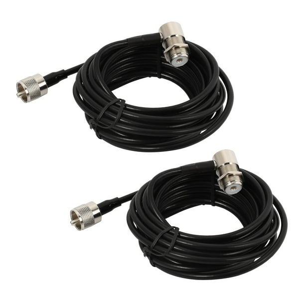 2X 16 Pies RG58 PL259 UHF Una SO239 Conectores para Radio de Coche Cable de Montaje de Antena Móvil
