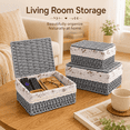thumbnail image 5 of MEHOOM 3 Pcs Wicker Basket, Baskets for Organizing, Storage, Woven Storage Baskets for Bedroom, Closet, Table, or Living Room (Gray), 5 of 13