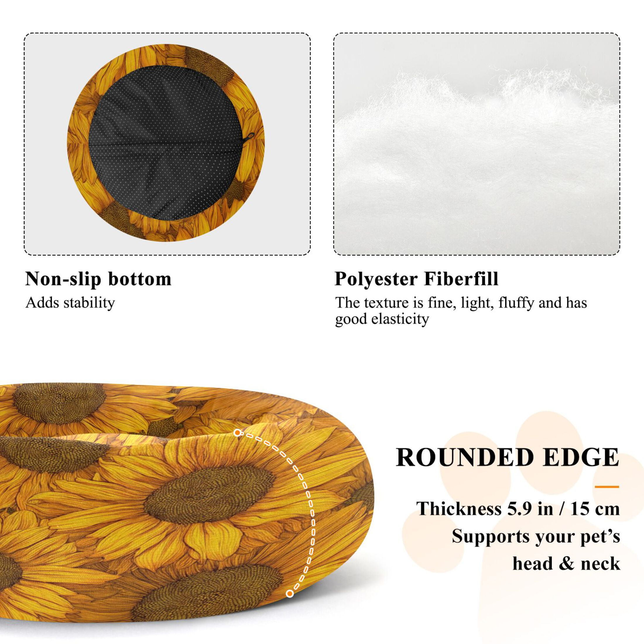 Iauyy Pet Couch Donut Cat Bed for Indoor Cats/Small Dogs Washable & Machine with Non-slip Bottom Calming Cat Furniture, Add Vitality (M)