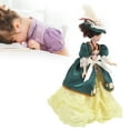 thumbnail image 3 of Casa De Muñecas Mujer, Porcelana Vestido Largo Verde Casa De Muñecas Personas Decorativas Escala 1:12 Bricolaje Con Cabello Castaño Rizado Hermoso Sombrero Para Decoración De, 3 of 7