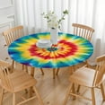 thumbnail image 3 of Rainbow Tie Dye Mandala Pattern Round Fitted Tablecloth with Elastic Edge,Dining Table Cover Waterproof,Outdoor Round Tablecloth for Camping,Dining,Indoor and Outdoor, 3 of 7