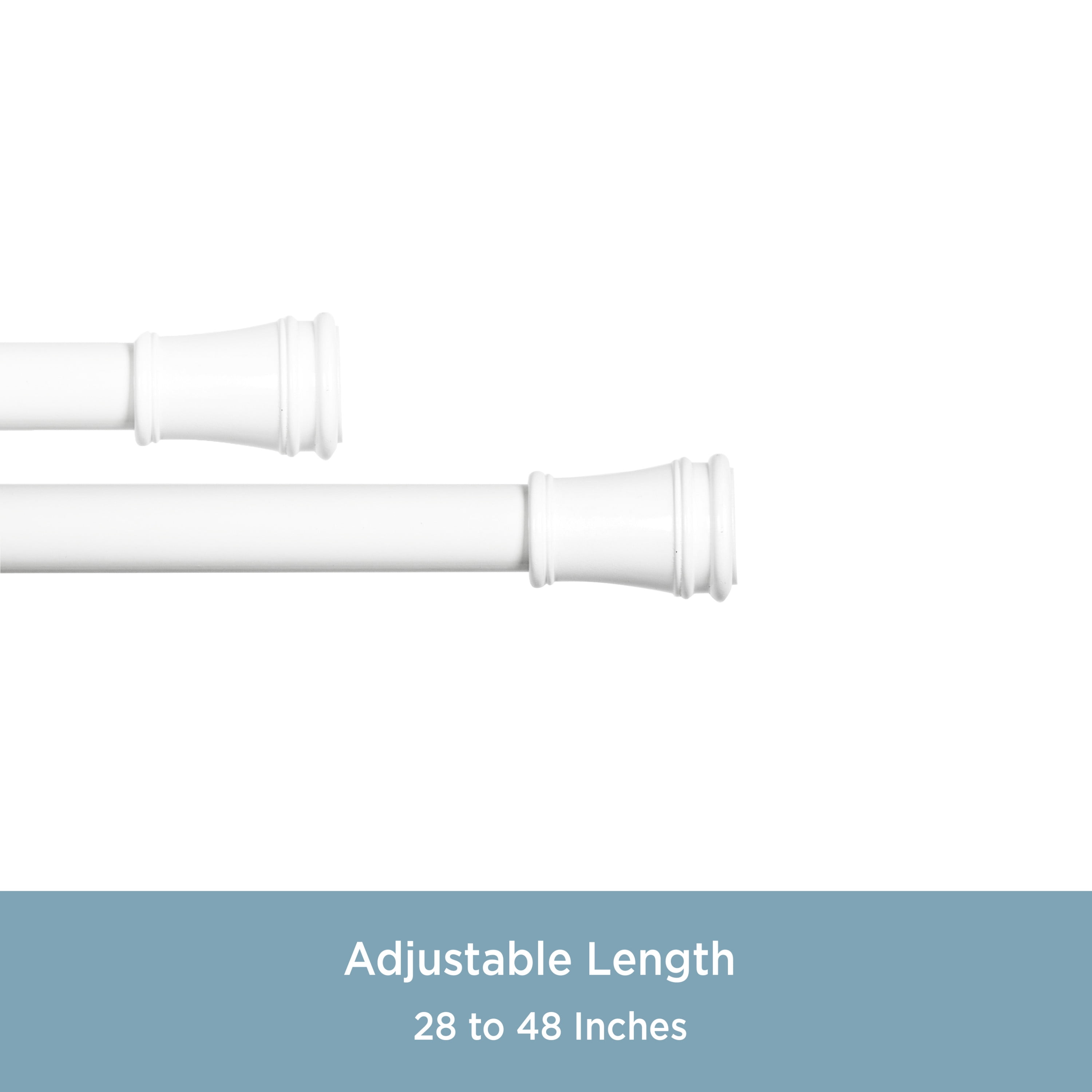 Kenney® Rogers 5/8" Twist & Fit No Tools Adjustable Tension Window Curtain Rod, 28-48", White