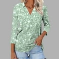 thumbnail image 3 of TKLPEHG Womens 3/4 Sleeve Tops V-Neck Tunic Tops Glitter Print Graphic Tee Summer Comfy Fashion 3/4 Sleeve T Shirts Casual Loose Outfits (Green,S), 3 of 5