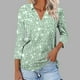 thumbnail image 2 of Camiseta de Solapa de Cuello en V de la Manga Superior de 3/4 de las Mujeres, Uso Diario Cómodo Casual, 2 of 9