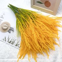 Artificial Wheat Stems | 5-Piece Lifelike Wheat Ears | 43cm Yellow Plastic Decorative Botanicals for Indoor Home Decor