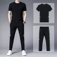 thumbnail image 3 of Conjuntos de camiseta y pantalones de corte regular para hombre, ropa básica para hombre, ropa deportiva estética, chándal para correr, top esencial, trajes deportivos holgados, 3 of 5