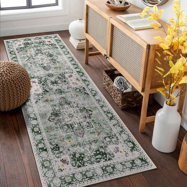 Washable Rugs x Vintage Area Rugs Area Rugs Low Pile Floor Carpet Printed Soft Durable Stain Foldable Rugs Living Room Dining Room Bedroom