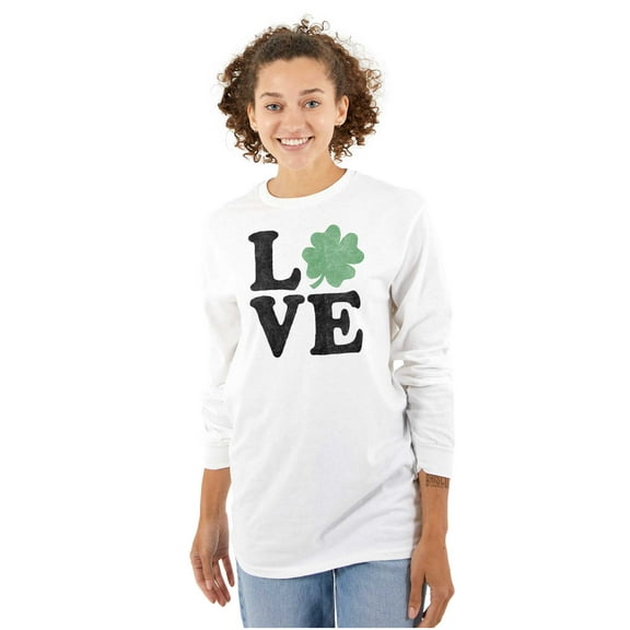 St Patrick's Day Shamrock Love Women's Long Sleeve T Shirt Brisco Brands S