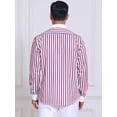 thumbnail image 3 of DARING DIVA Men's Striped Button Down Long Sleeve Stretch Shirts L Red Blue, 3 of 7
