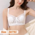 thumbnail image 3 of Women's Sexy Lace Bra Full Coverage Plus Size Lace Bra Anti-sagging Rabbit Ears No Underwire bra Cover - White, 3 of 5