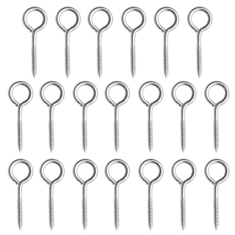 FAIOIN 20 PCS M3/M4/M5 Eye-Shape Ring Hooks Metal Cup Hooks Stainless Steel  Screw Eye Hooks ​Household Threaded Hook Set 