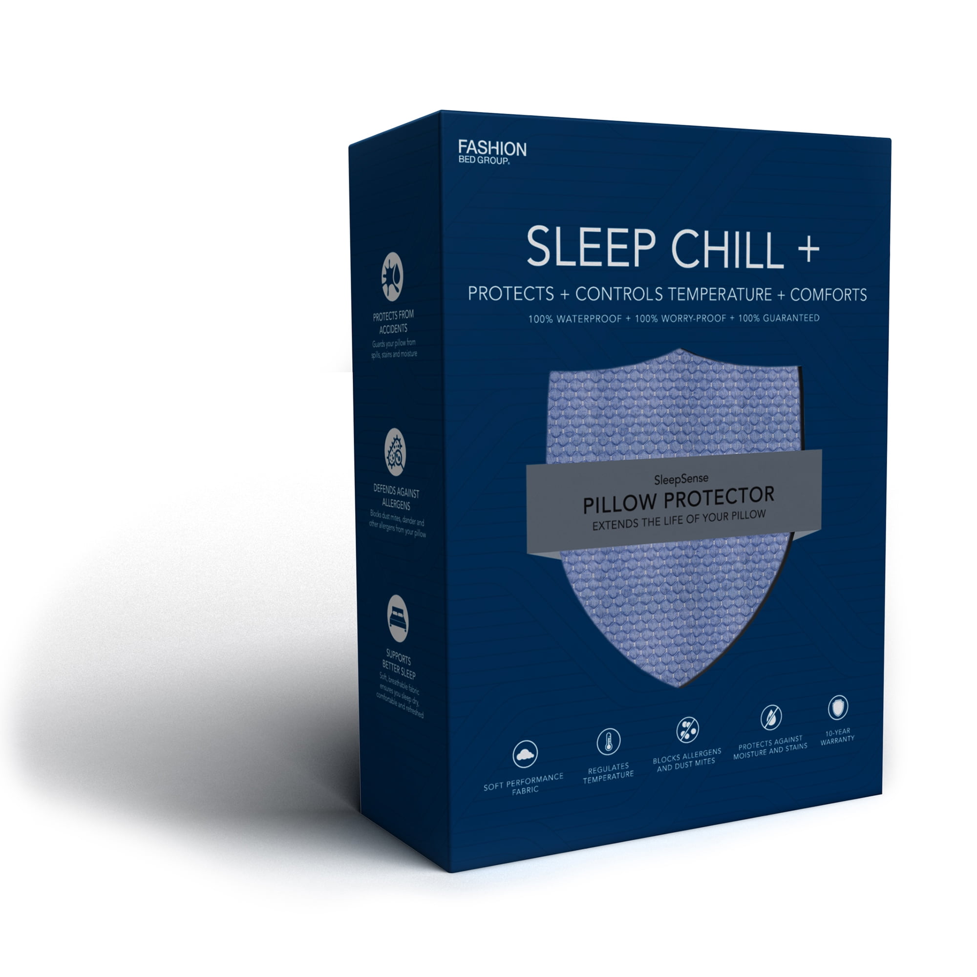 Sleep Chill + Crystal Gel Pillow Protector with Cooling Fibers and Blue