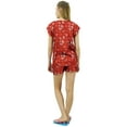 thumbnail image 4 of Bimba Womens Floral Satin Red Pj Set Buttondown Shirt Shorts Night Dress-4, 4 of 9