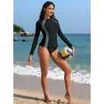 thumbnail image 3 of Asoul Rash Guard for Women Full Zip, Zip Up Long Sleeve Swim Shirts for Women, Surfing Top UPF 50+ SPF Sun & UV Protection, 3 of 7