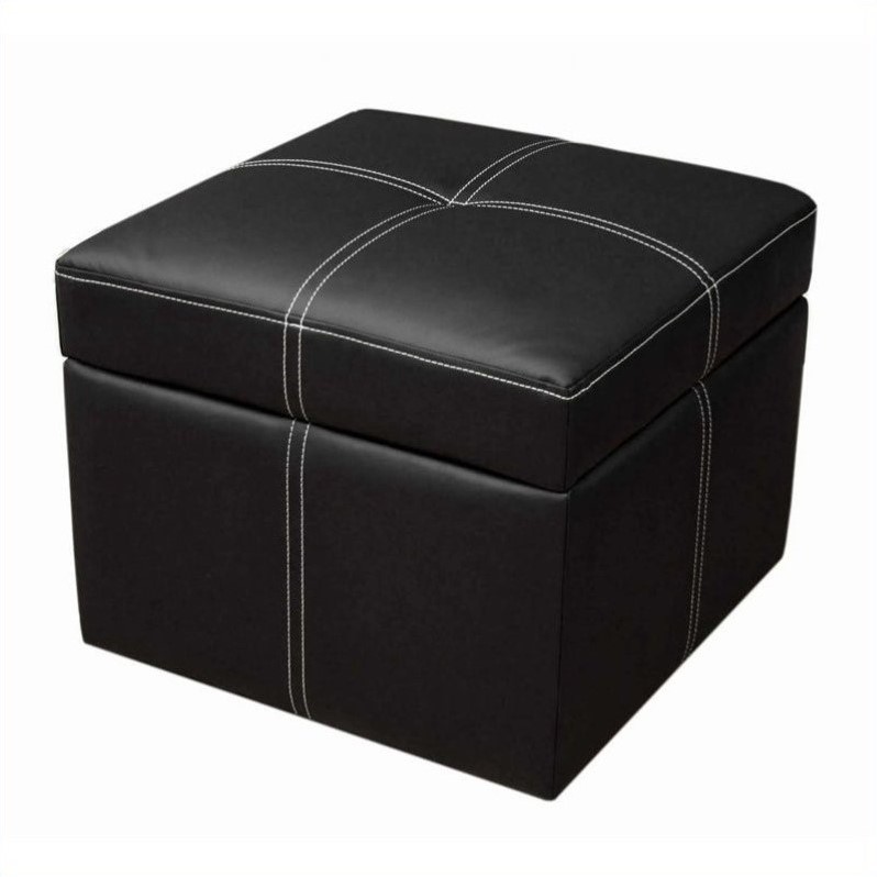 DHP Delaney Faux Leather Storage Cube Ottoman in Black Walmart Canada