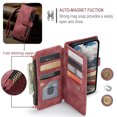 thumbnail image 4 of Dteck Case for iPhone 14 Pro Wallet Case for Women Men, Fashion Durable PU Leather Magnetic Flip Lanyard Strap Wristlet Zipper Card Holder Wallet Phone Case for iPhone 14 Pro 6.1-inch,Red, 4 of 11