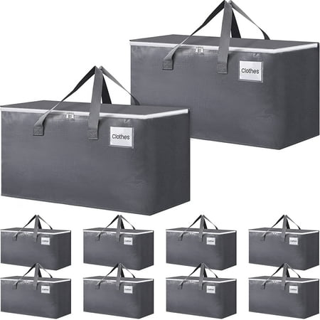 

Large Moving Boxes with Zippers & Handles Moving Supplies with lids Heavy Duty Totes for Storage Bags for Space Saving Fold Flat Moving and Storing 76L 10 Pack