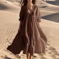 thumbnail image 2 of Sentmoon Robe en Lin Femme Été Mode Col en V Robes d'Été pour Femmes 2026 Extensible Coupe Régulière Accessoires de Plage pour le Travail et le Bureau Café S, 2 of 7