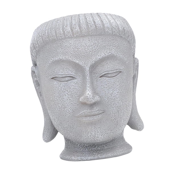 Adorno decorativo de maceta con forma de cabeza de Buda, maceta creativa, regalo, maceta gris Estilo B