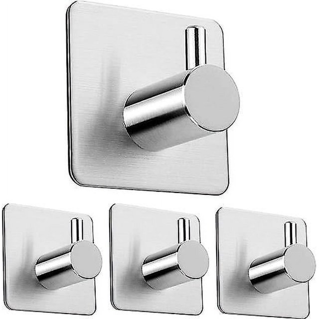 4 Paquetes De Ganchos Ganchos De Pared De Alta Resistencia Autoadhesivos Ganchos De Acero Inoxidable Impermeables Sombrero, Toallero Gancho para Albornoz Montaje En Pared Baño Y Do