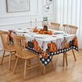 thumbnail image 2 of Halloween Tablecloth White with Pampkin Ghost Grave Spiderweb Baffalo Plaid Design - 60x84 Inch Rectangle/Oblong Polyester Table Cover - Water-Repellent, Washable, Reusable, and Durable, 2 of 8
